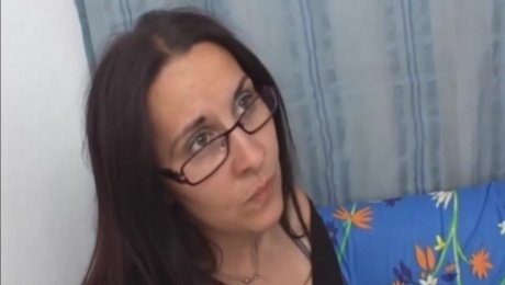 Mature brunette with glasses and super hairy pussy is having anal sex and enjoying it a lot