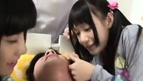 Beautiful Japanese Sluts Dominating A Guy