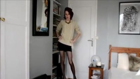 Crossdresser Galice Delights In Tiny Mini Skirt