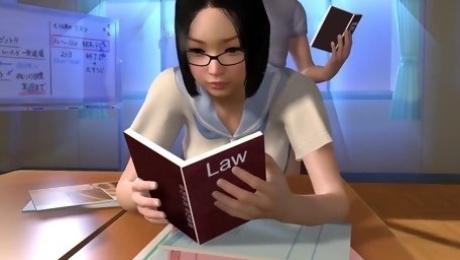 Asian student fucked from behind while she reads - Porn Cartoon