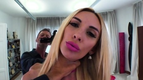 Whorish blonde Anita Blanche is fucked by popular Italian actor Rocco Siffredi