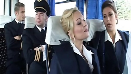 Sexy stewardess decided to have sex before the end of the flight