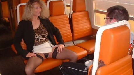 Virgin boy and amateur milf in train