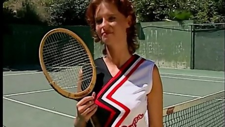 Sexy slut on a tennis court loves to have her asshole filled up with big dick