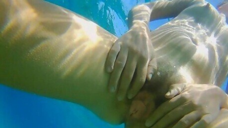 Underwater PEE and NAKED Swim at Nudist Beach