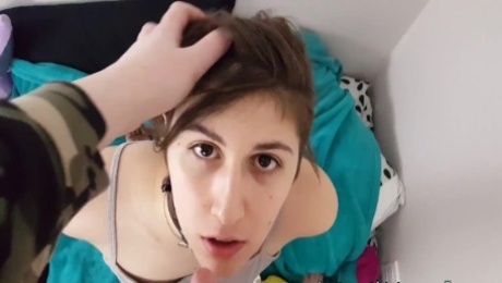 POV Tgirl Teaches Transgirl Pet How To Suck Girlcock And Swallow Cum