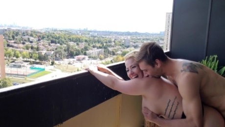 Toronto Couple Gets Caught Having Creampie Sex on Their Balcony (sound on)