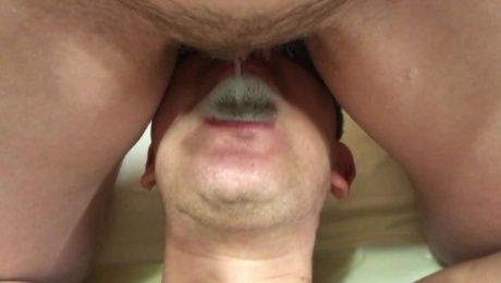 Pissing in Man's Mouth, Lick Hairy Pussy after Pee