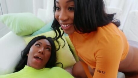 Ebony Girlfriend and Side Chick Share His Hard Wiener