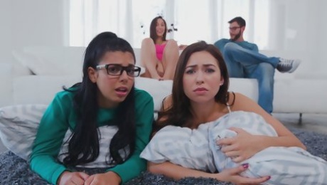 Abella Danger invited her girlfriends to seduces for group fuck with her boyfriend